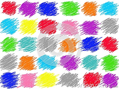 Colorful pastel doodle line drawing isolate on white background. Color crayon illustration. Cartoon Illustration