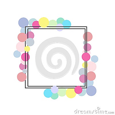 Colorful pastel polka dot frame text background for banner, birthday card, invitation, social media post, poster Vector Illustration