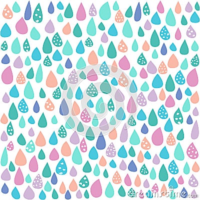 Colorful Pastel Rain White Background Vector Illustration