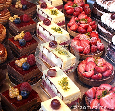 Colorful Pastry Display Stock Photo
