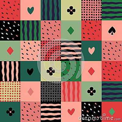 Colorful patchwork seamless pattern Vector Illustration