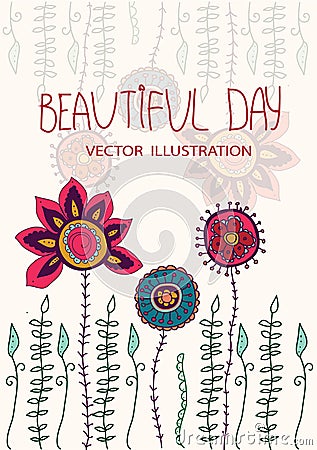 Colorful pattern of wildflowers Vector Illustration