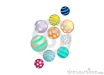 Colorful patterns unique balls sphere set Vector Illustration