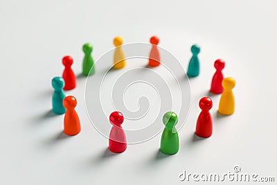 Colorful pawns on white background. Social inclusion concept Stock Photo