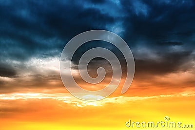 peaceful sunset with red-tinted clouds. Sky Background or texture Stock Photo