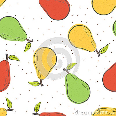 Colorful pears with dots on a white background Vector Illustration