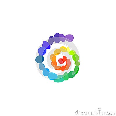 Colorful pebbles spiral in rainbow colors for chakra healing on white background for logo design. Vector illustration Vector Illustration