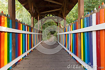 Colorful pencil bridge Stock Photo