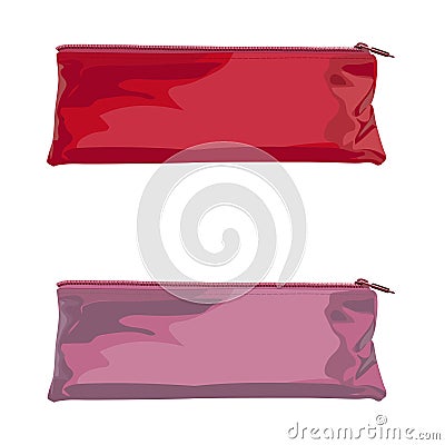 Colorful pencil case on white isolated background Vector Illustration