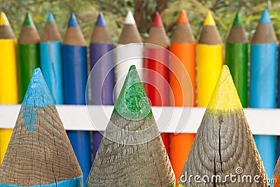 Colorful pencil fence Stock Photo