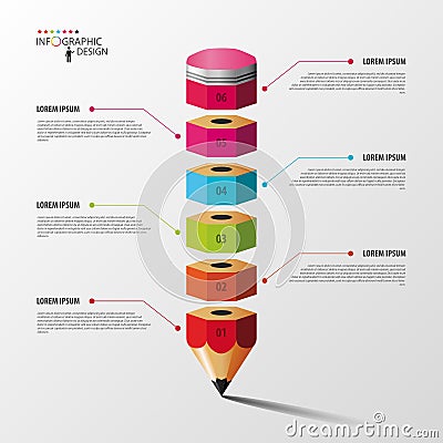 Colorful pencil Infographics step option. Vector. Vector Illustration