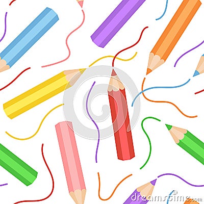 Colorful pencil pattern on white background Vector Illustration