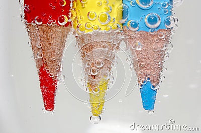 Colorful pencil under water Stock Photo