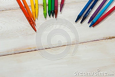 Colorful pencil on the white table Editorial Stock Photo