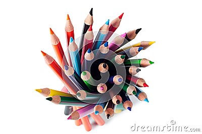 Colorful pencils from above Stock Photo