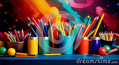 Colorful pencils back to school concept Stock Photo