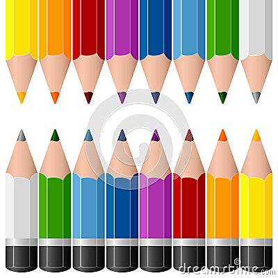 Colorful Pencils Borders Vector Illustration