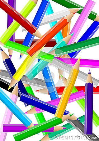 Colorful pencils chaos backgound Cartoon Illustration