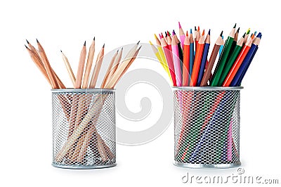 Colorful pencils in holder Stock Photo