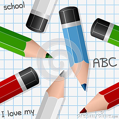 Colorful Pencils Seamless Pattern Vector Illustration