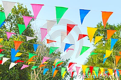 Colorful pennant in leaves Stock Photo
