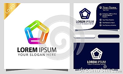 Colorful Pentagon Abstract logo design element illustrator, business card Vector Illustration