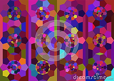 Colorful pentagons mosaic. Geometric Background. Backdrop. Background. Banner. Wallpaper. Mosaic. Pentagon. Abstract. Vector. Stock Photo