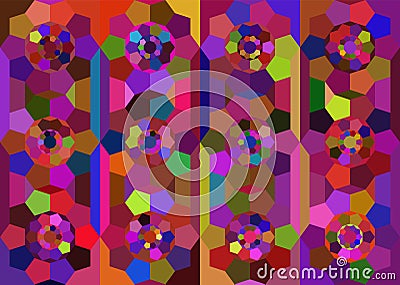 Colorful pentagons mosaic. Geometric Background. Backdrop. Background. Banner. Wallpaper. Mosaic. Pentagon. Abstract. Vector. Stock Photo