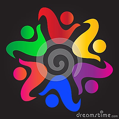 People logo vector illustration. colorful people union teamwork success education school kids circle abstract design. Cartoon Illustration