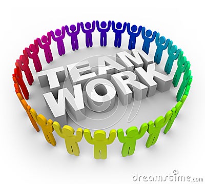 Colorful People Around Word Teamwork Stock Photo