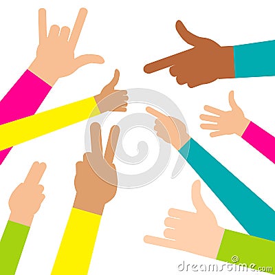 Colorful People Hands. Vector Illustration