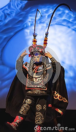 Colorful Chinese Troupe Performer at Florida State Fair in Tampa Editorial Stock Photo