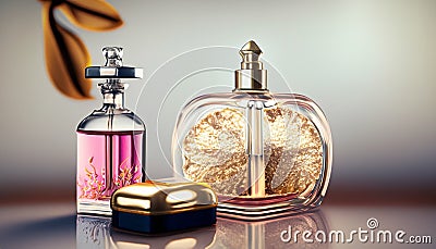 colorful perfume bottles Stock Photo