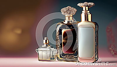 colorful perfume bottles Stock Photo