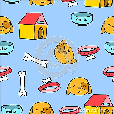 Colorful pet dog pattern style Vector Illustration