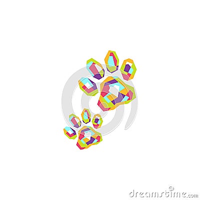 Colorful pets footprint logo Vector Illustration