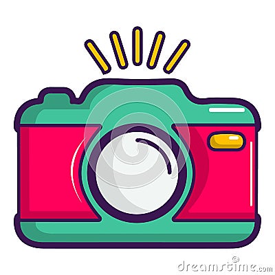 Colorful photo camera icon, cartoon style Vector Illustration