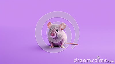 Colorful Photorealistic Rendering Of A Cute Rat On Purple Background Stock Photo