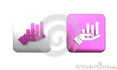 Colorful Pie chart infographic icon isolated on white background. Diagram chart sign. Square button. 3D render Cartoon Illustration