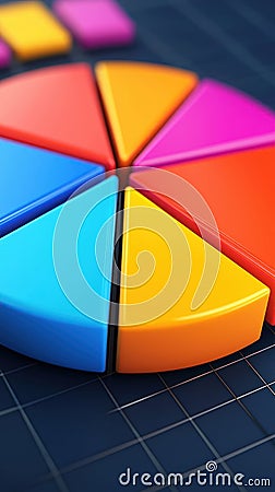 Colorful pie chart segments representing data visualization and analysis Stock Photo