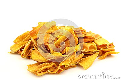 Colorful pieces of dried mango fruit Stock Photo