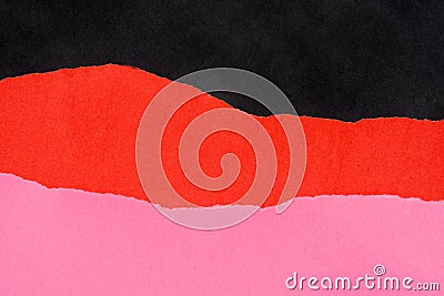Colorful pieces of torn paper background texture: pink, red, black Stock Photo