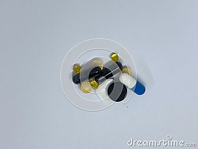 Colorful pills, medicines, drugs Stock Photo