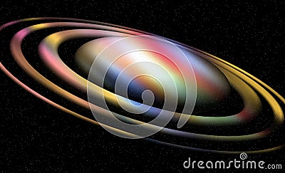 Planet. Illuminated vivid pink gold planet, stars, night, lights, moon, abstract background Stock Photo