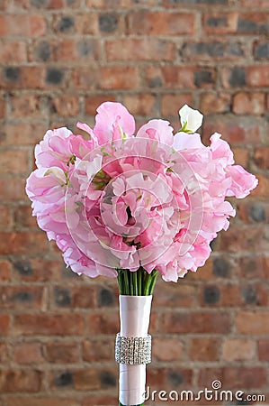 A colorful pink bridal bouquet Stock Photo