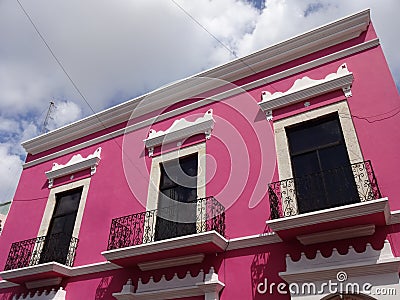 Colorful Pink Building in Merida Stock Photo