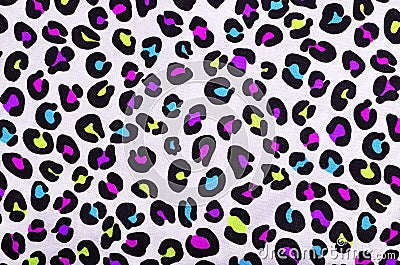 Colorful pink, purple, blue, neon green leopard pattern. Stock Photo