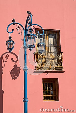 Colorful Pink Wall in La Boca Stock Photo