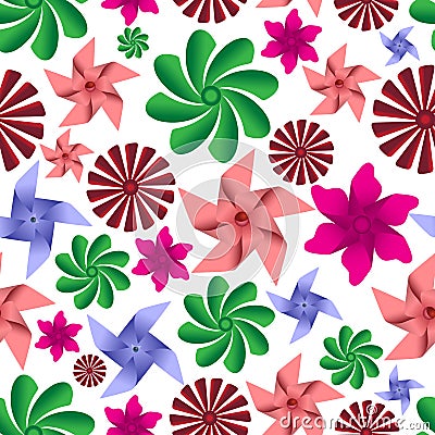 Colorful pinwheel toys seamless pattern eps10 Vector Illustration