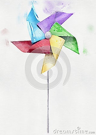 Colorful Pinwheel Watercolor Stock Photo